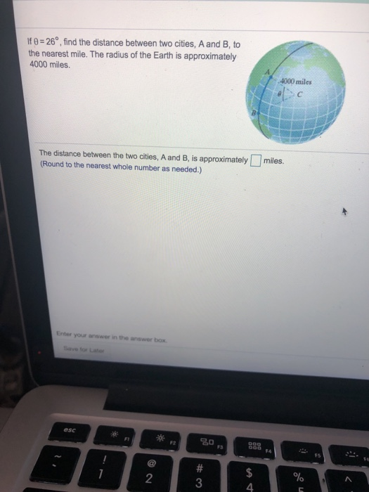 Solved If θ 26°, find the distance between two cities, A and | Chegg.com