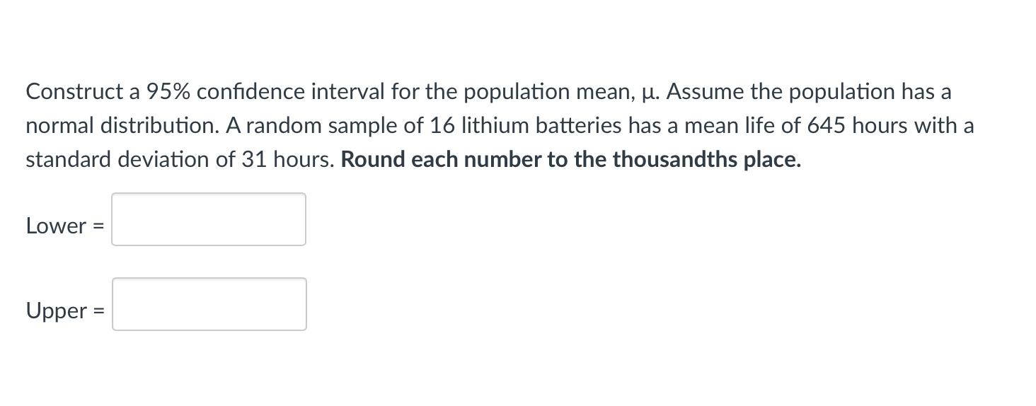 Solved Construct A 95% Confidence Interval For The | Chegg.com