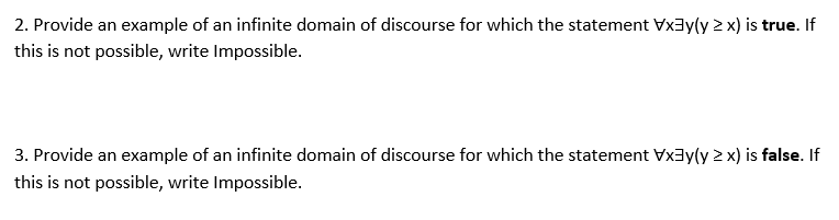 Solved 2. Provide an example of an infinite domain of | Chegg.com