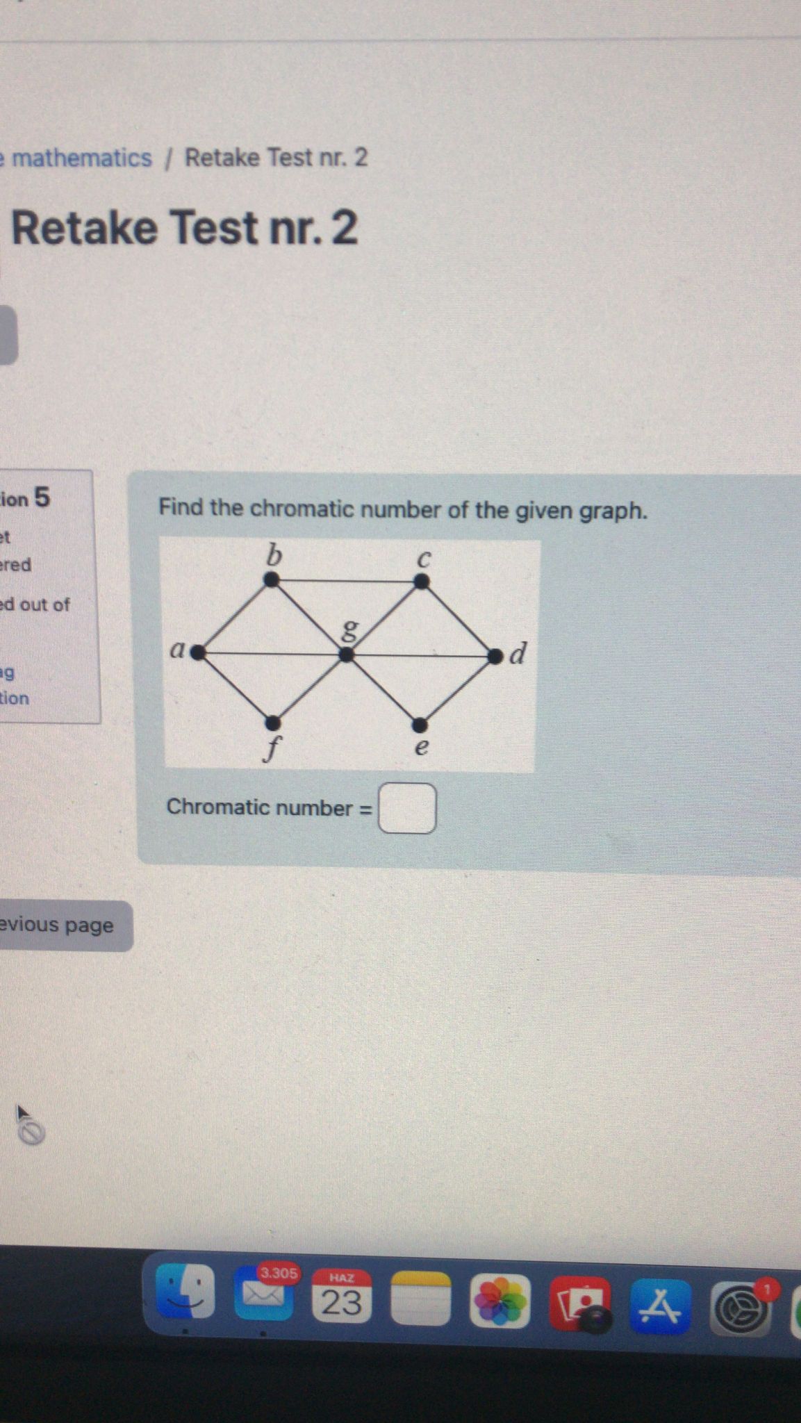 Solved Retake Test Nr. 2 Find The Chromatic Number Of The | Chegg.com