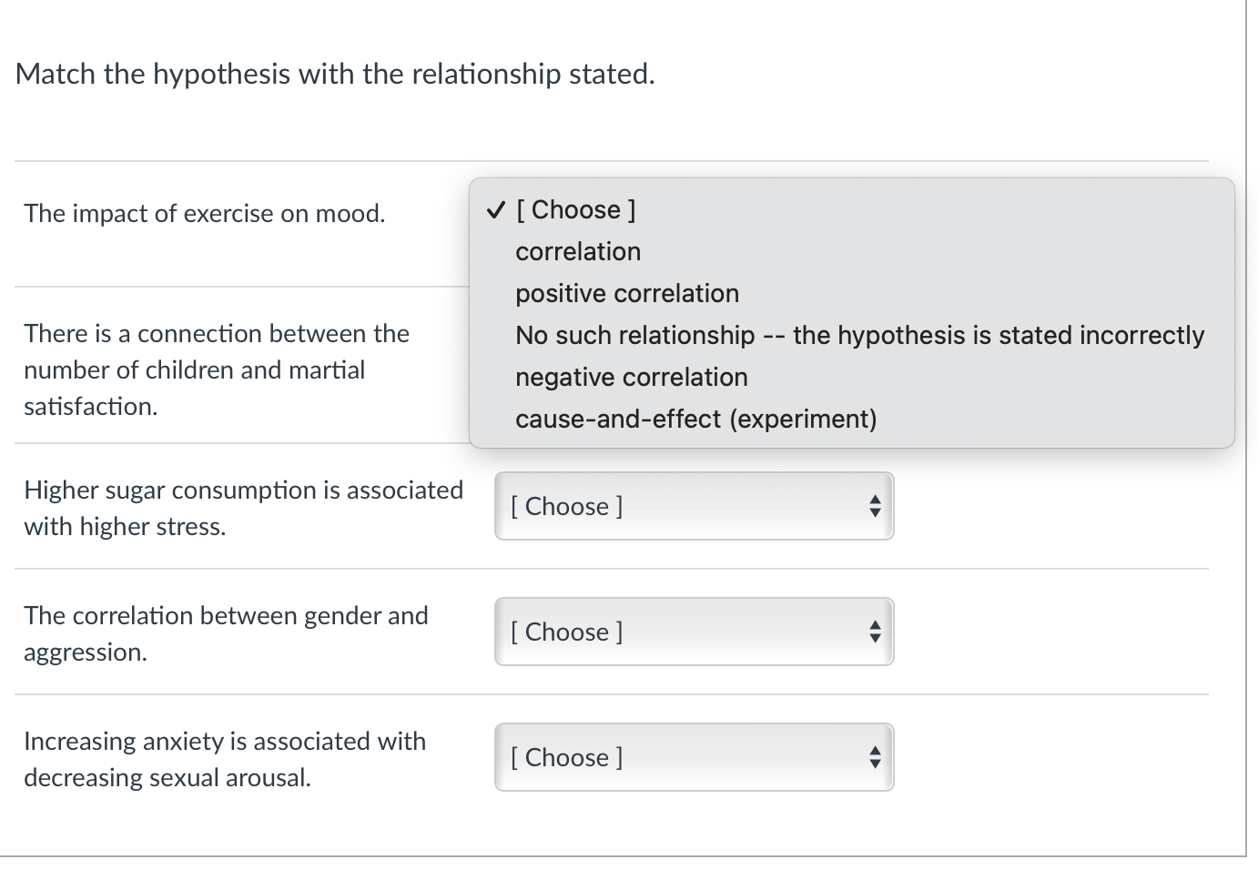 a hypothesis stating that no relationship