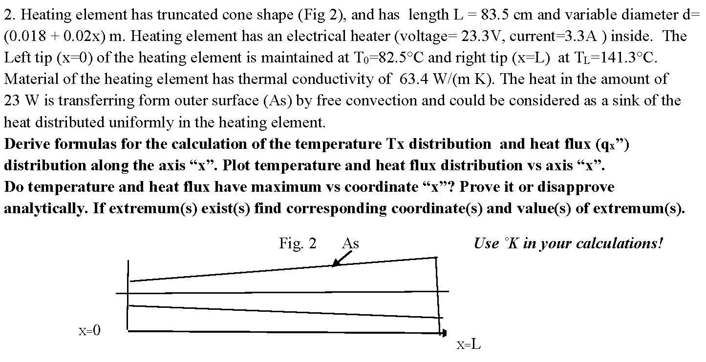 2. Heating element has truncated cone shape (Fig 2), | Chegg.com