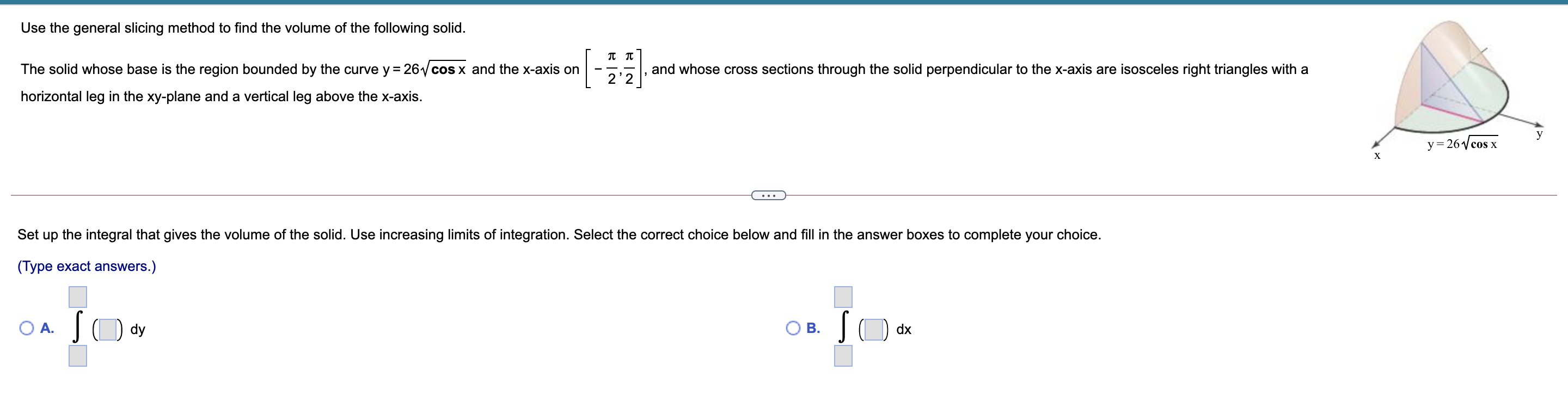 Solved Use the general slicing method to find the volume of | Chegg.com