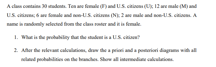 Solved A Class Contains 30 Students Ten Are Female F A Chegg Com