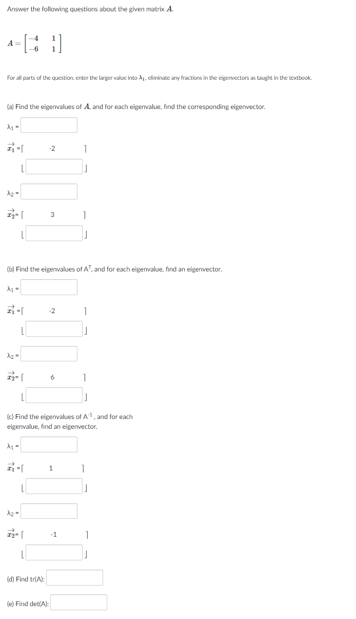 Answer the following questions about the given matrix | Chegg.com