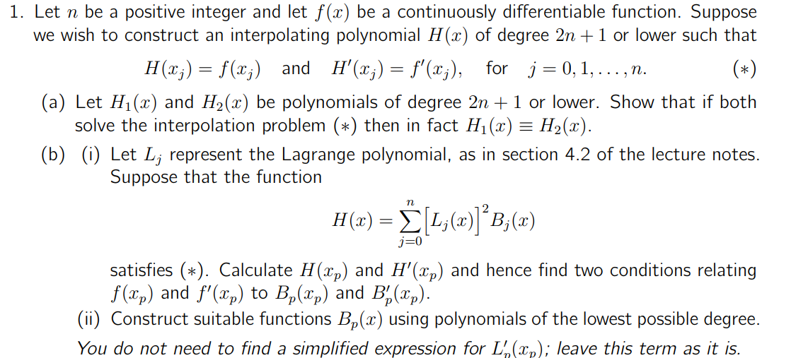 1. Let n be a positive integer and let f(x) be a | Chegg.com