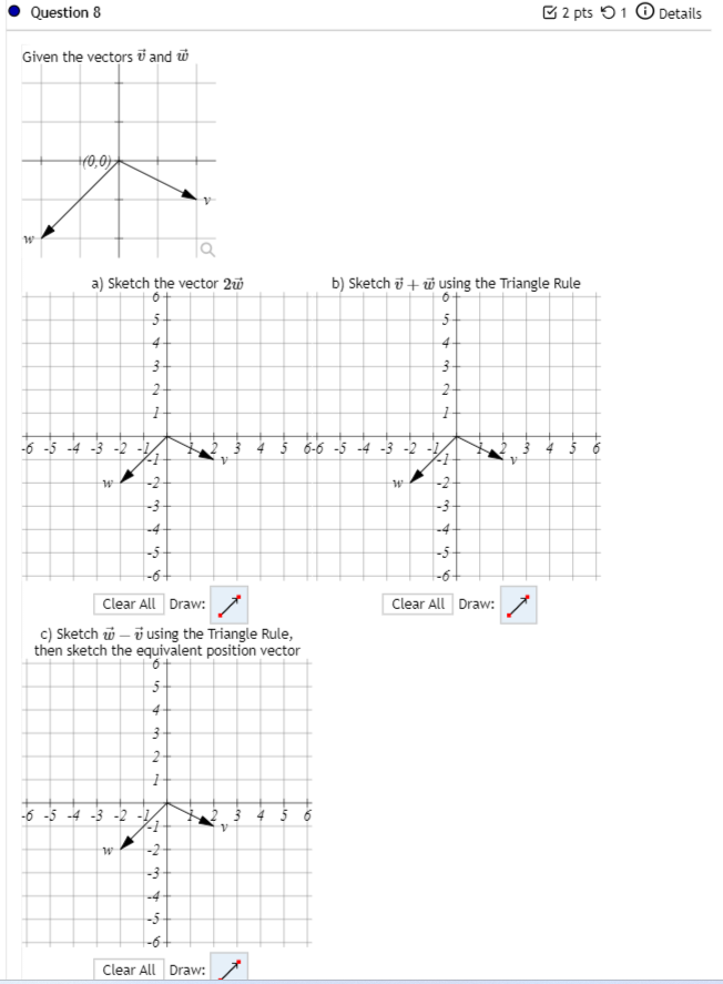 Solved Draw: c) Sketch w−v using the Triangle Rule, then | Chegg.com