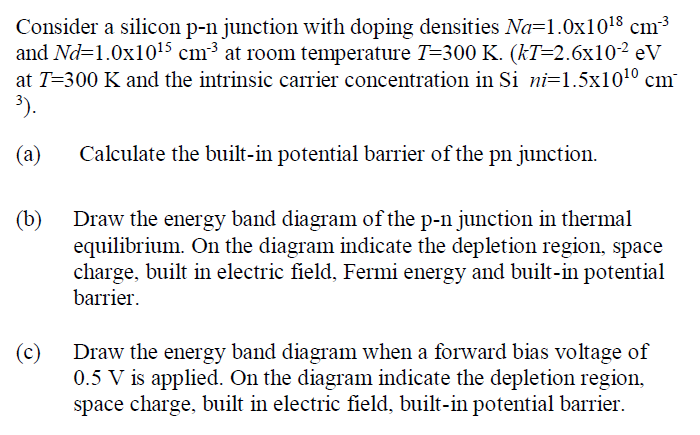 Solved Consider a silicon p-n junction with doping densities | Chegg.com