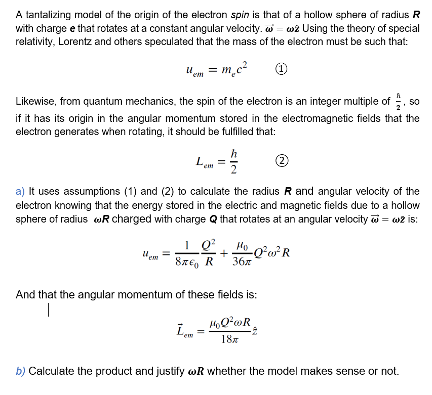 Solved A tantalizing model of the origin of the electron | Chegg.com