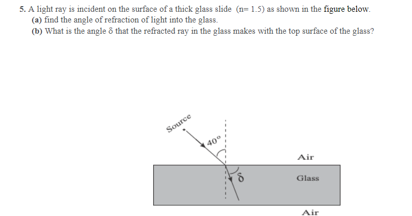 Solved 5. A light ray is incident on the surface of a thick | Chegg.com