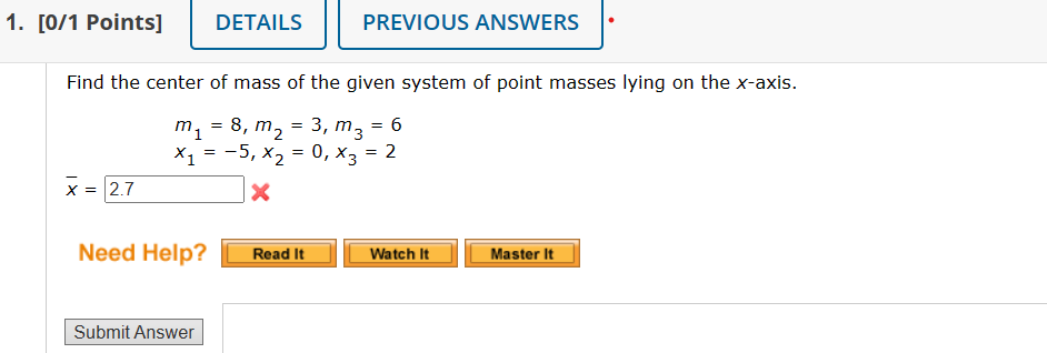 Solved Find the center of mass of the given system of point | Chegg.com