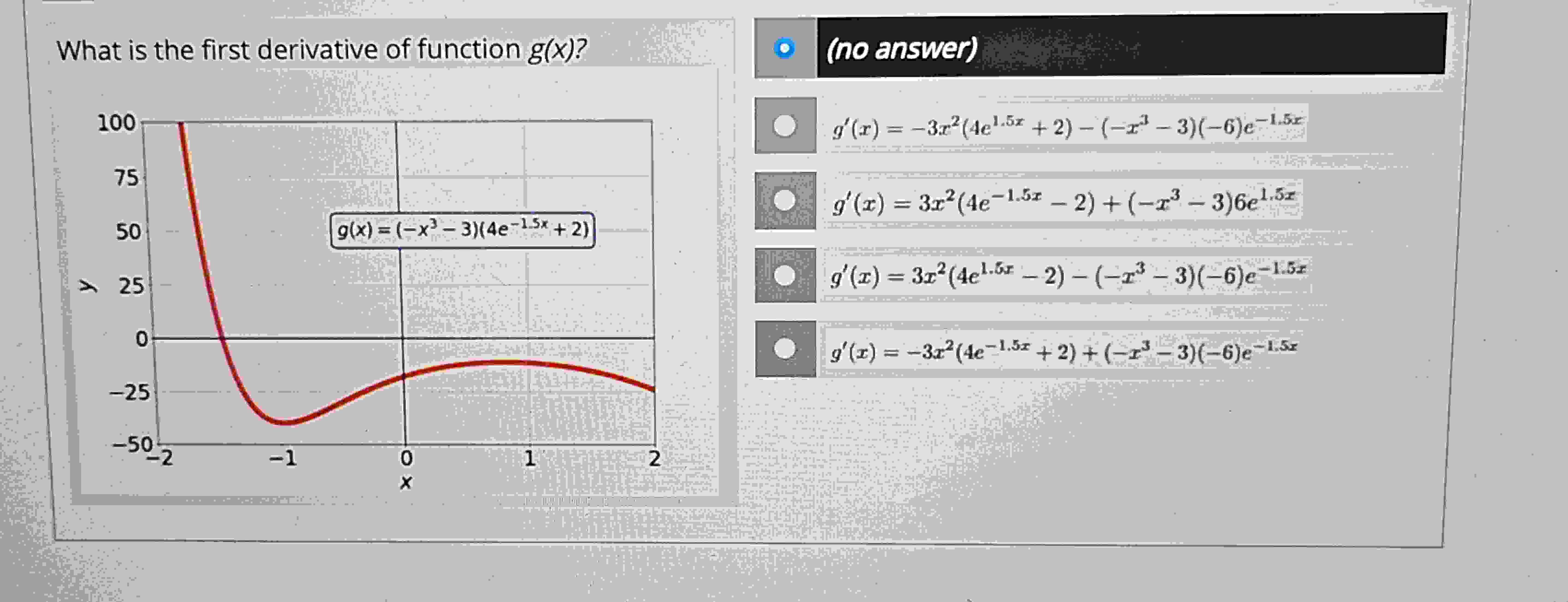 Solved What is the first derivative of function g(x) ?(no | Chegg.com