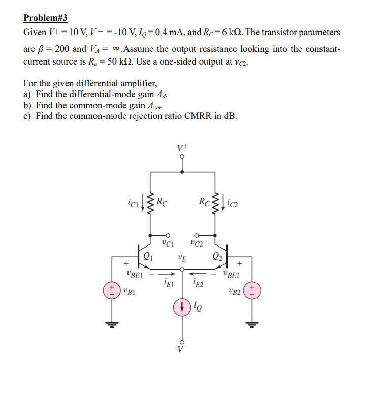 Problem 3 Given V 10 V V 10 V 19 0 4 Ma And Chegg Com