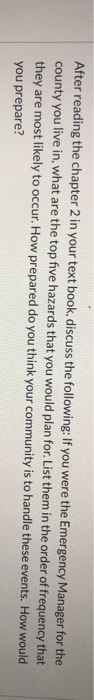 Solved After reading the chapter 2 in your text book, | Chegg.com