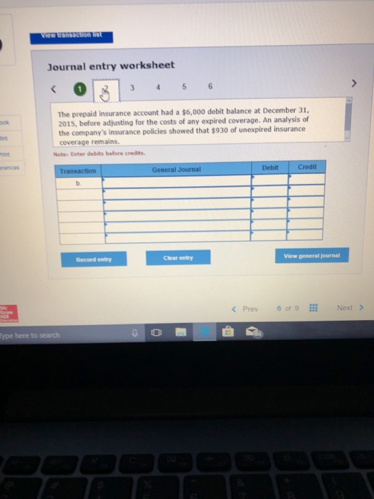 Solved: Journal Entry Worksheet 6 The Prepaid Insurance Ac Chegg com