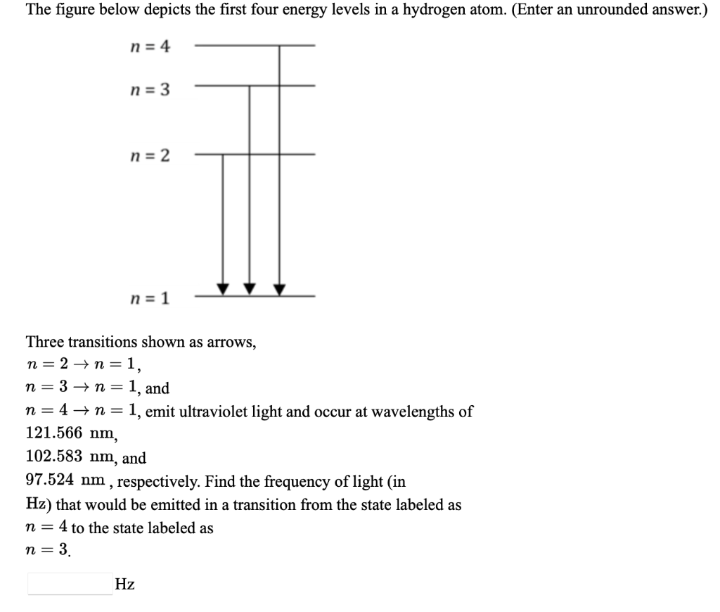 Solved The figure below depicts the first four energy levels | Chegg.com