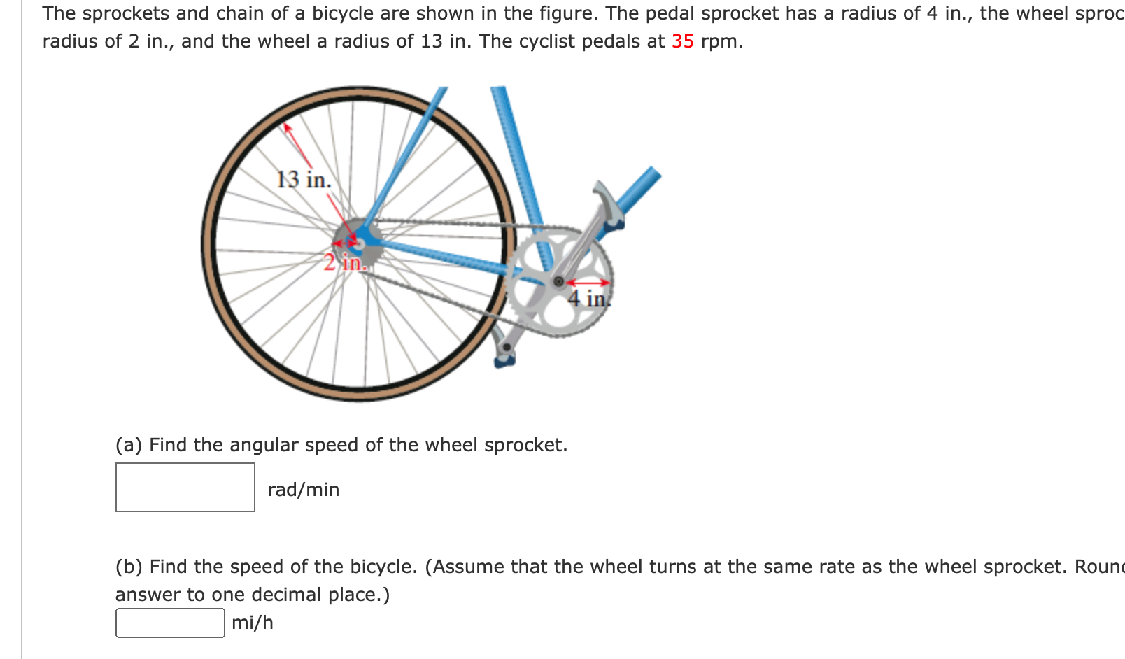 Solved The Sprockets And Chain Of A Bicycle Are Shown In The 