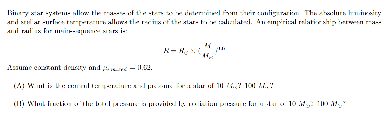 Solved Binary star systems allow the masses of the stars to | Chegg.com