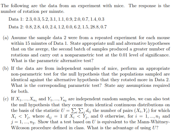 The following are the data from an experiment with | Chegg.com