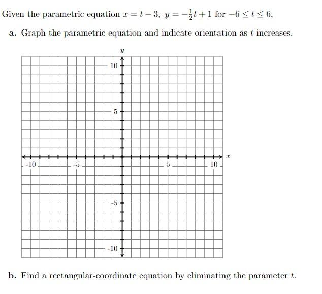 Solved Given the parametric equation r=1-3, y=+*+1 for-6 | Chegg.com