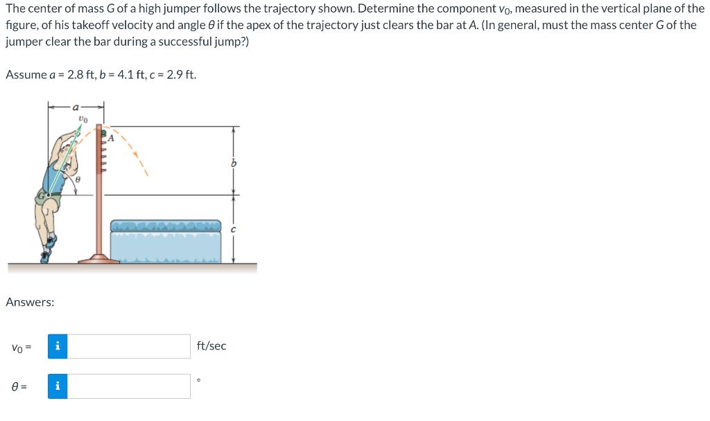 Solved The center of mass G of a high jumper follows the | Chegg.com
