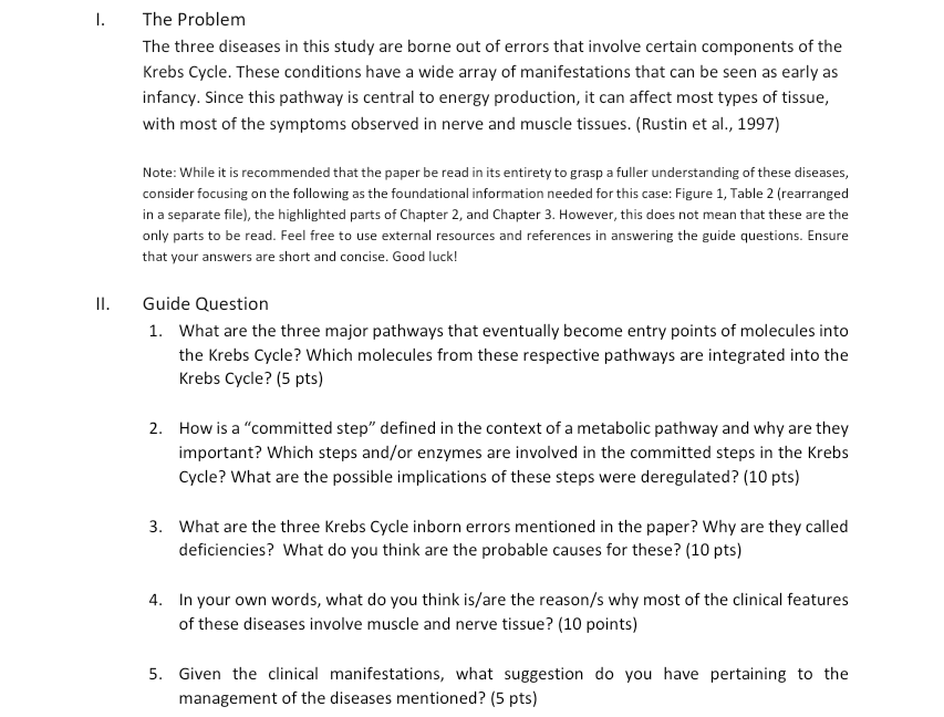 I. The Problem The three diseases in this study are | Chegg.com