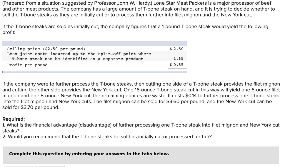 Solved (Prepared from a situation suggested by Professor