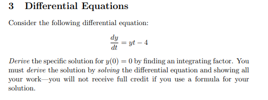 Solved 3 Differential Equations Consider the following | Chegg.com