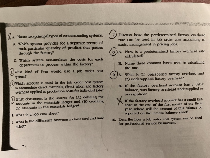 Solved A Name two principal types of cost accounting