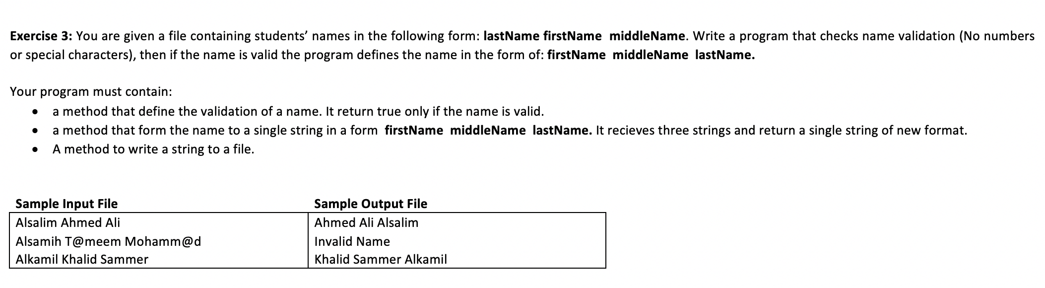 (Solved) Exercise 3 Given File Containing Students Names Following