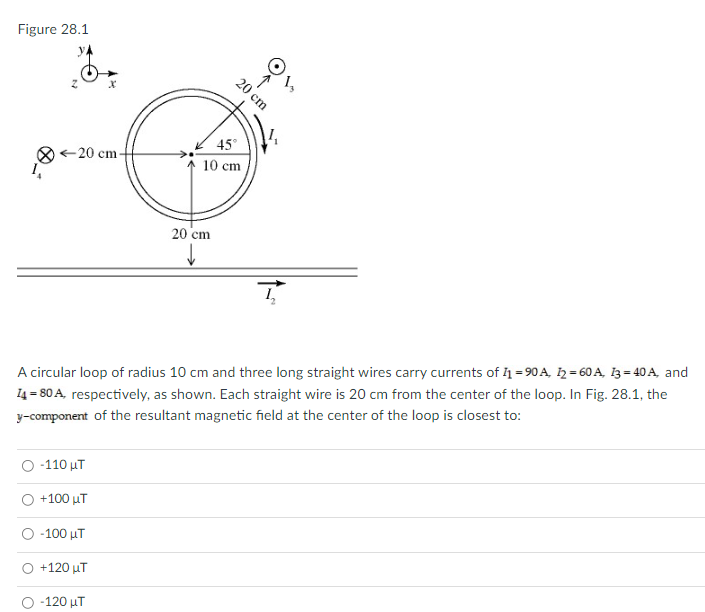Solved A circular loop of radius 10 cm and three long | Chegg.com