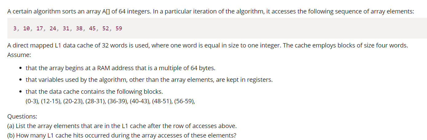 Solved A certain algorithm sorts an array A[] of 64 | Chegg.com