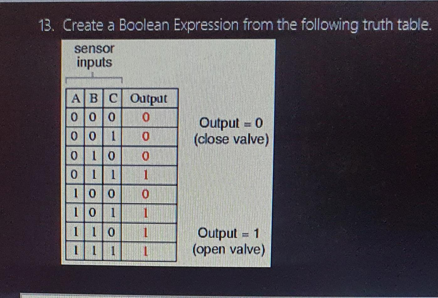 Solved 13. Create a Boolean Expression from the following | Chegg.com