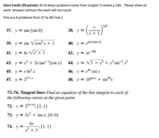 Solved Extra Credit (20 points): All of these problems come | Chegg.com