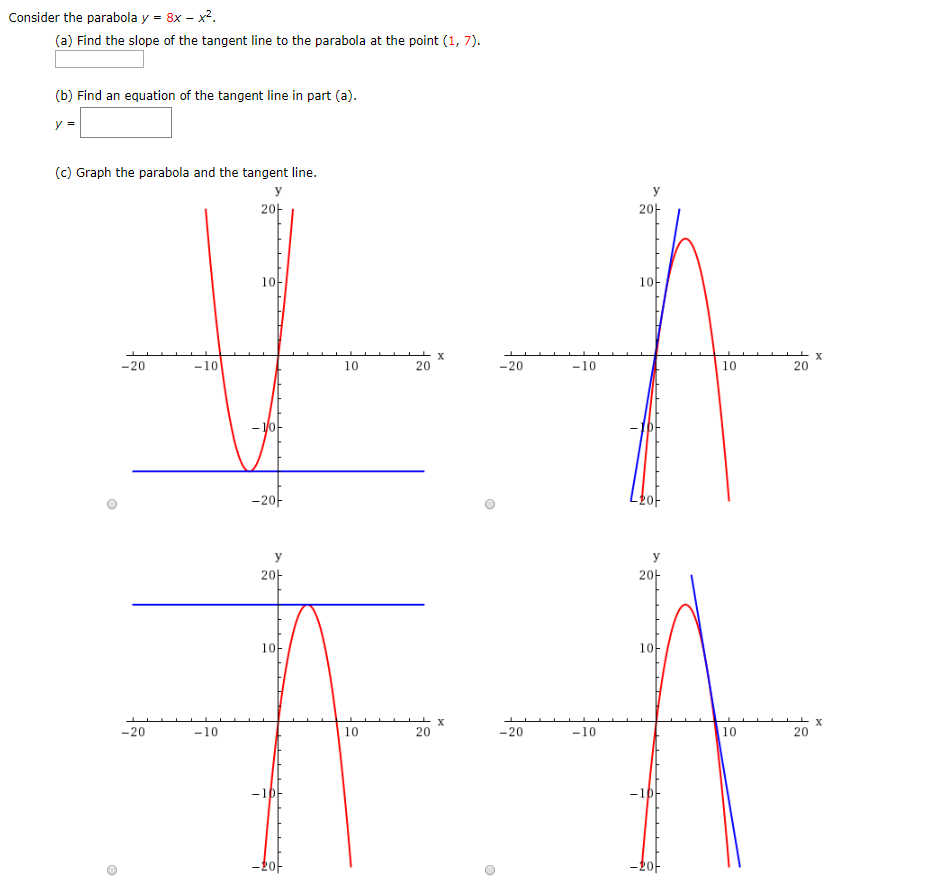 Solved Consider The Parabola Y 8x X2 A Find The Slope Chegg Com