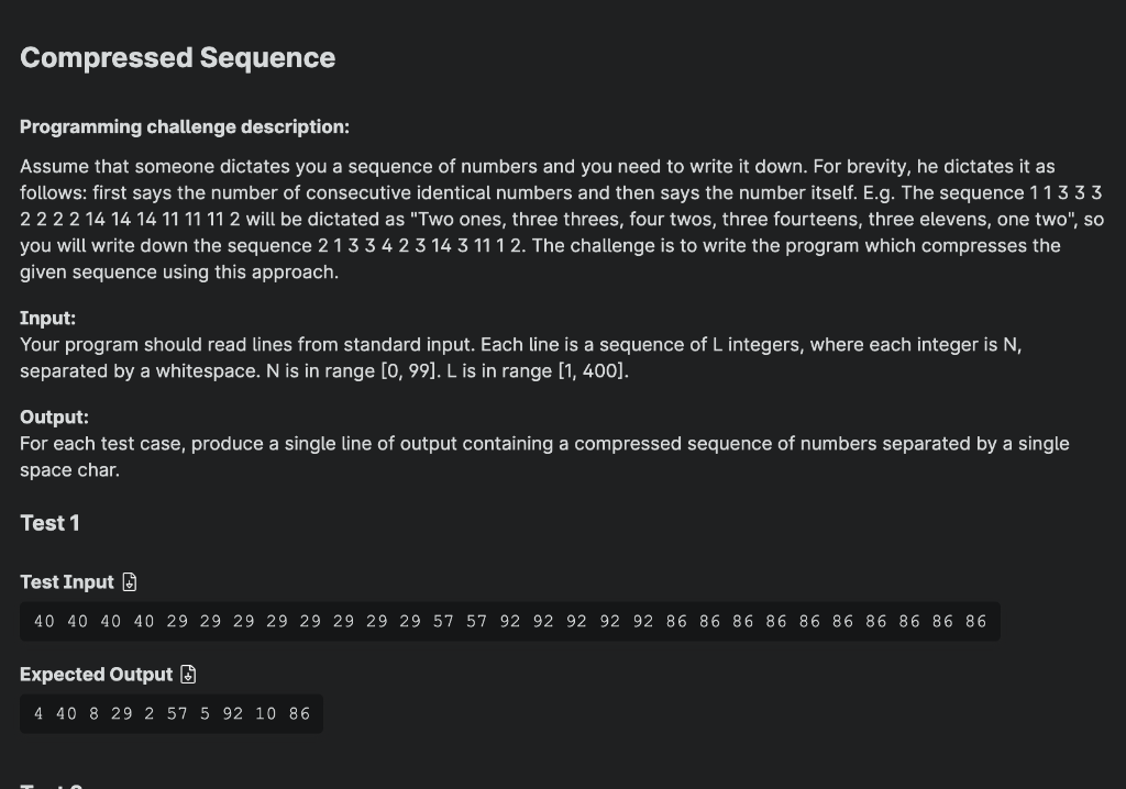 Solved Compressed Sequence Programming challenge | Chegg.com
