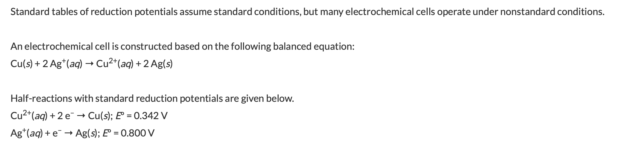 Solved What is the Ecell at 298 K for an electrochemical | Chegg.com