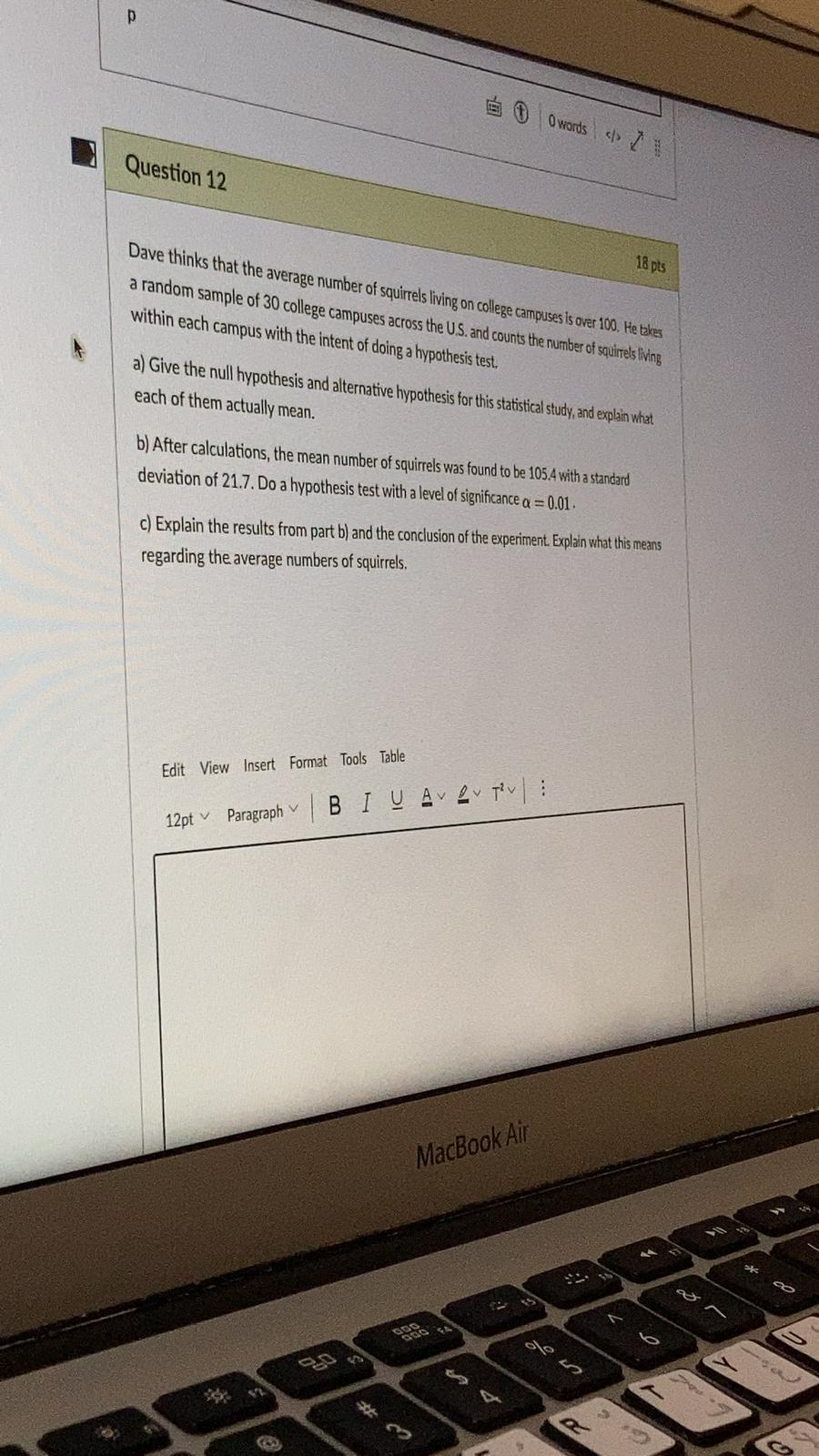 Solved R E Words 1 Question 12 18 Pts Dave Thinks That Chegg Com