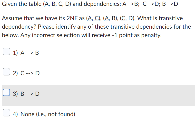 Solved Given The Table (A, B, C, D) And Dependencies: A | Chegg.com