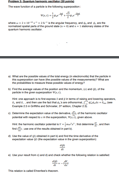 Solved 1 Problem 3: Quantum harmonic oscillator (20 points) | Chegg.com
