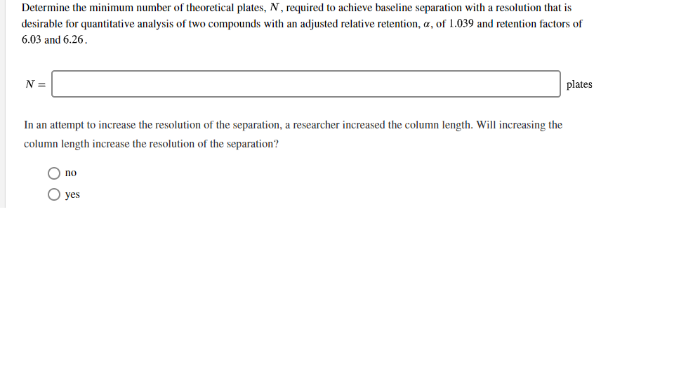 Solved Determine the minimum number of theoretical plates, | Chegg.com