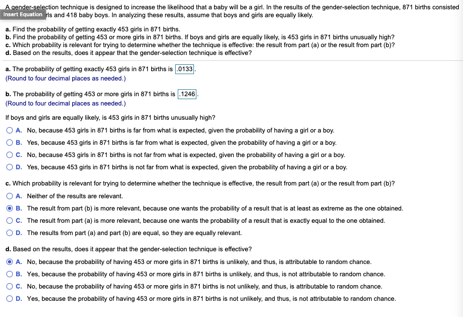 Solved A gender-selection technique is designed to increase | Chegg.com