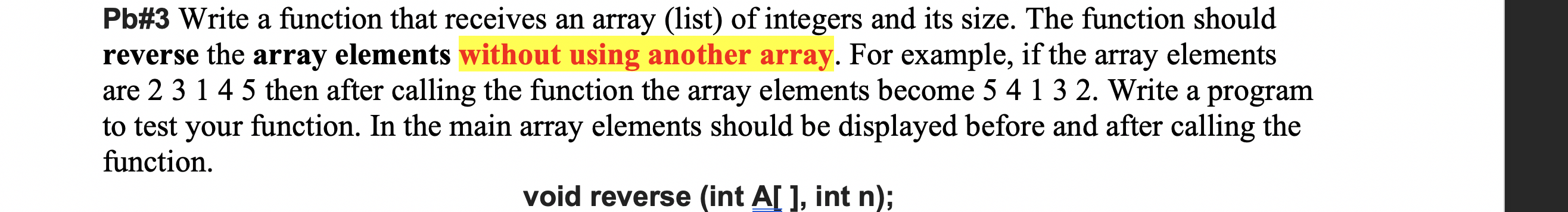 Solved Pb#3 Write a function that receives an array (list) | Chegg.com
