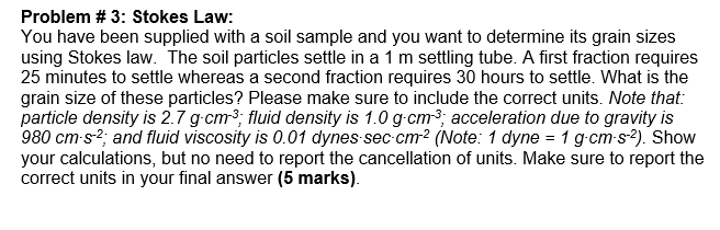Solved Problem #3: Stokes Law: You have been supplied with a | Chegg.com