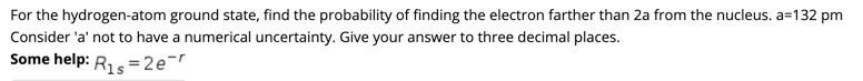 Solved For The Hydrogen-atom Ground State, Find The | Chegg.com