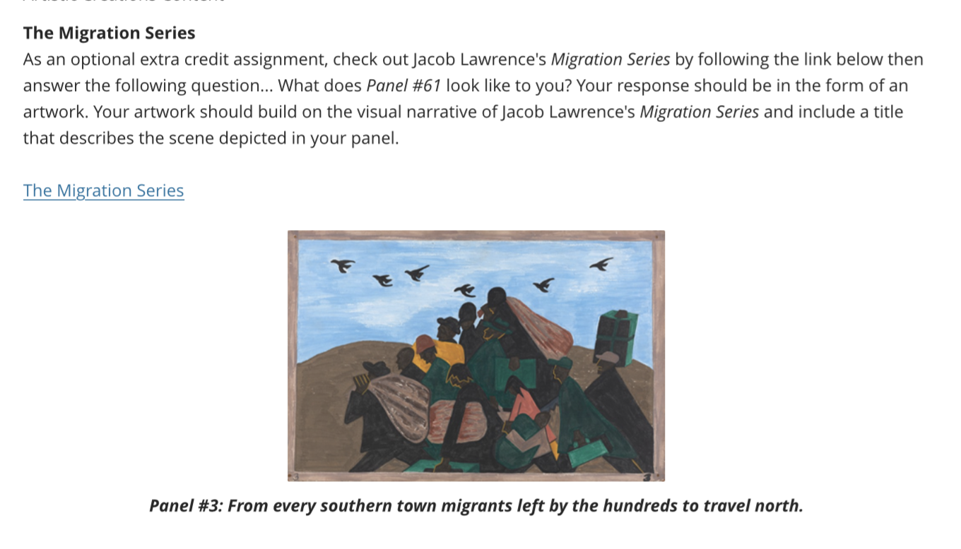 The Migration Series As an optional extra credit | Chegg.com