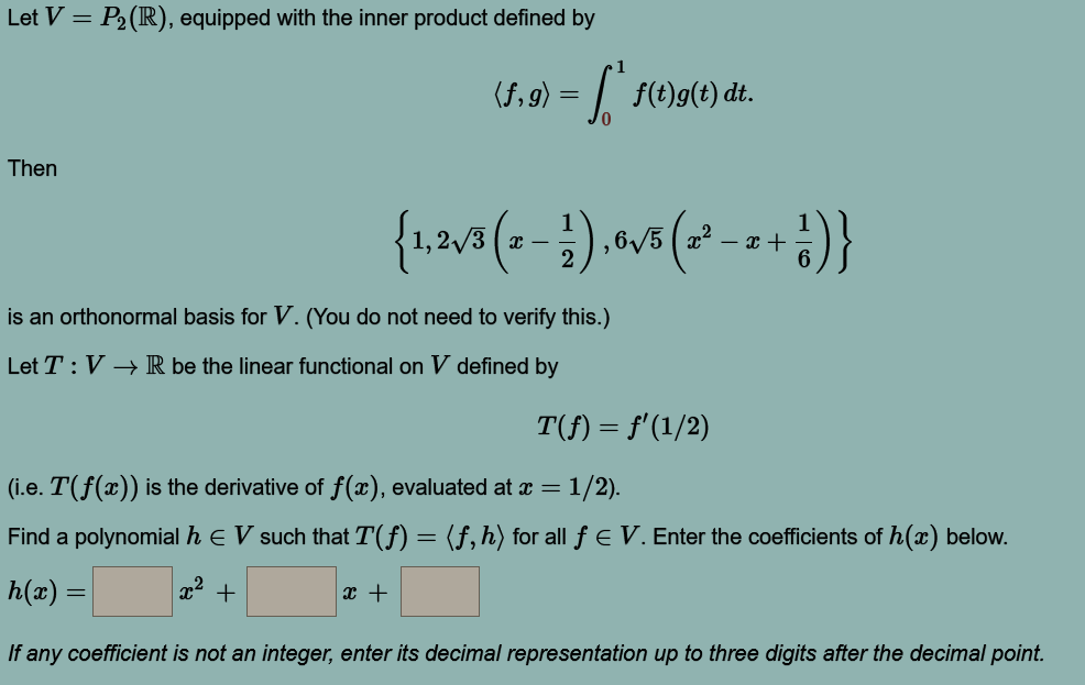 Solved Let V P2 R Equipped With The Inner Product Chegg Com