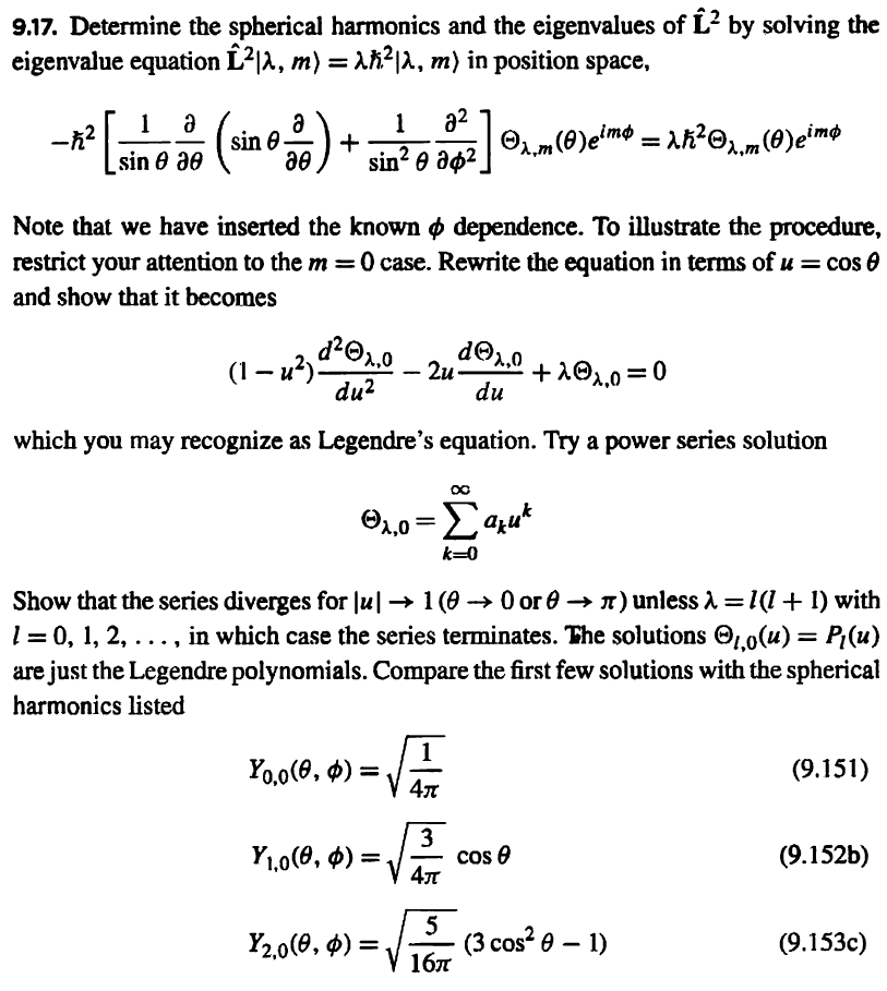 Solved 9.17. Determine the spherical harmonics and the | Chegg.com