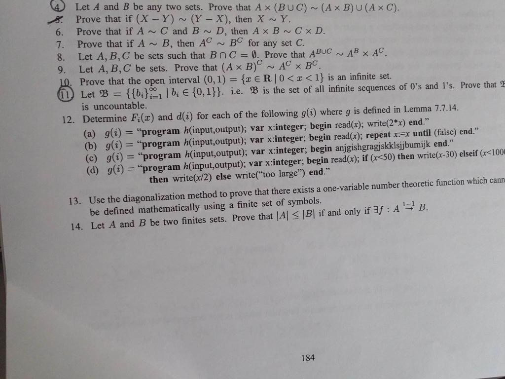 (4) Let A And B Be Any Two Sets. Prove That | Chegg.com