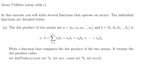 Solved Array Utilities (array_utils.c) In this exercise you | Chegg.com
